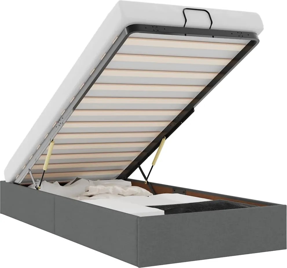 vidaXL Cadru de pat otoman fără saltea țesătură gri închis 90x190 cm