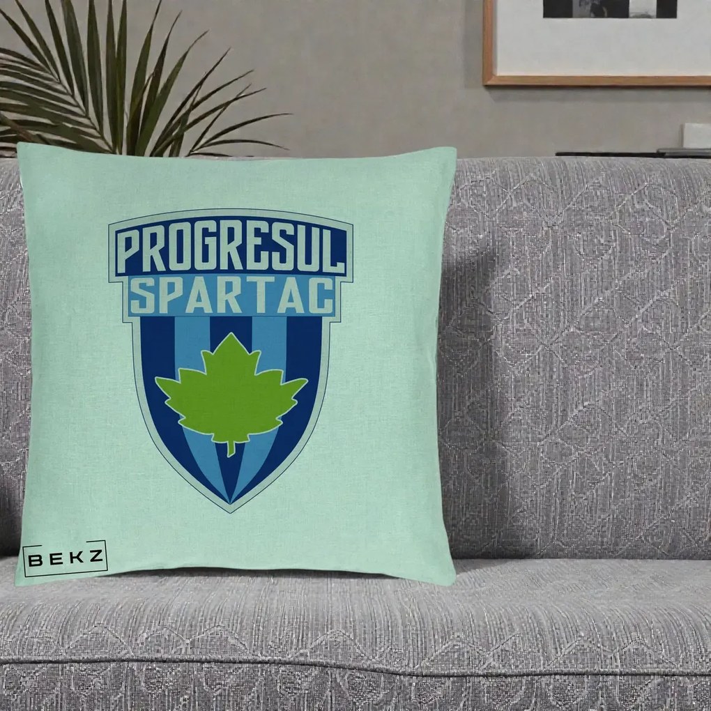 Perna Personalizata Progresul Spartac Fotbal, 40x40 cm, Verde Menta, Husa Detasabila, Perna Inclusa, BEKZ®