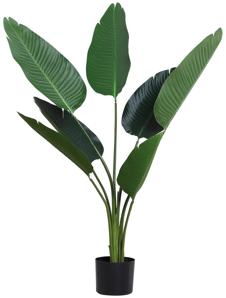 Outsunny Planta Artificiala Pasarea Paradisului Inalta 120cm, Planta Artificiala Strelitzia pentru Interior si Exterior cu Ghiveci | Aosom Romania