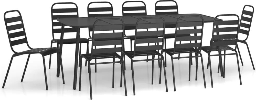 vidaXL Set de mobilier pentru grădină, 11 piese, antracit, oțel