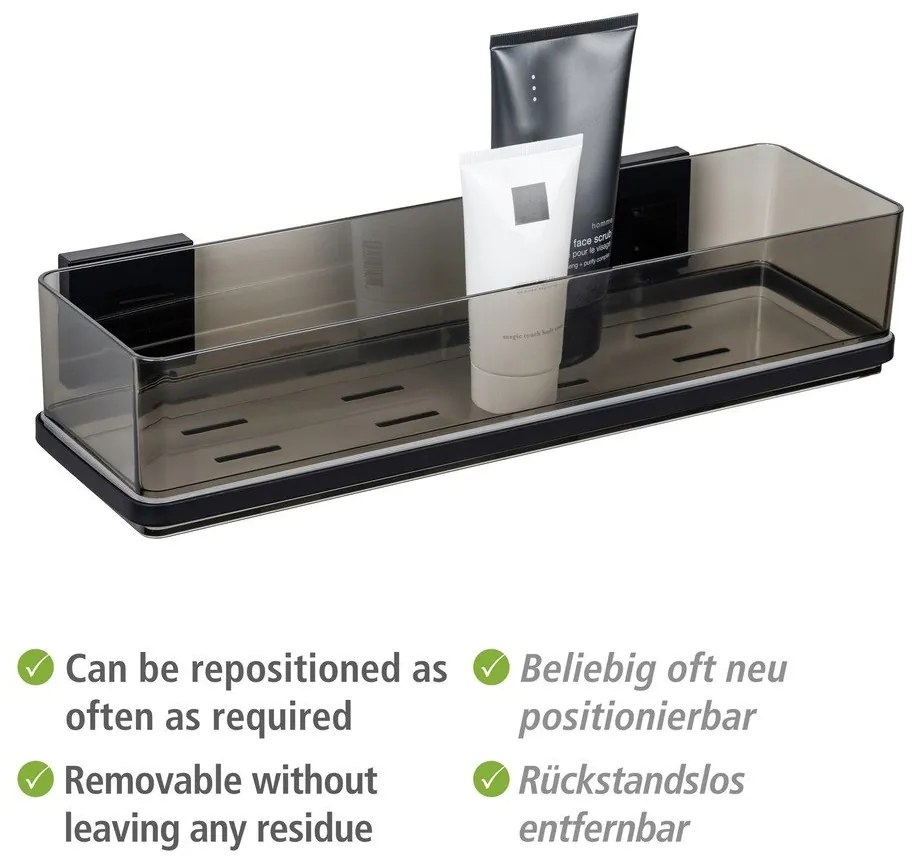 Raft pentru baie negru autoadeziv din plastic Quadro – Wenko