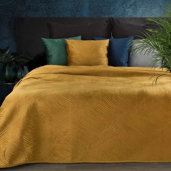 Cuvertură de calitate matlasată în galben Lăţime: 220 cm | Lungime: 240 cm