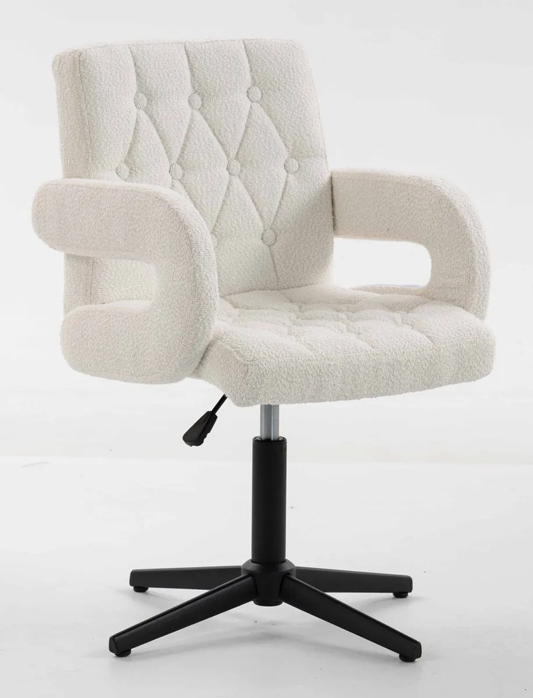 HR8404KW Scaun Crem Boucle cu Bază Aurie