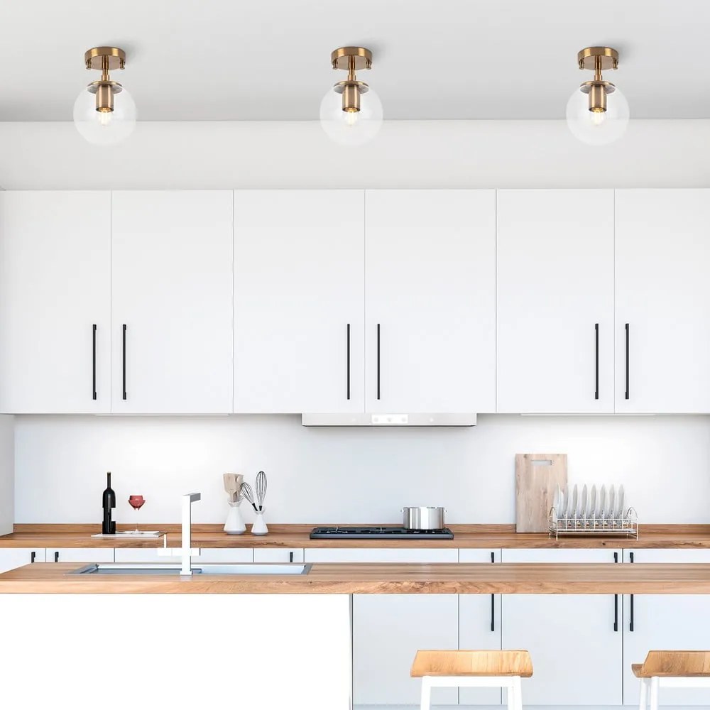 Plafonieră alămie cu abajur din sticlă ø 15 cm Atmaca – Opviq lights