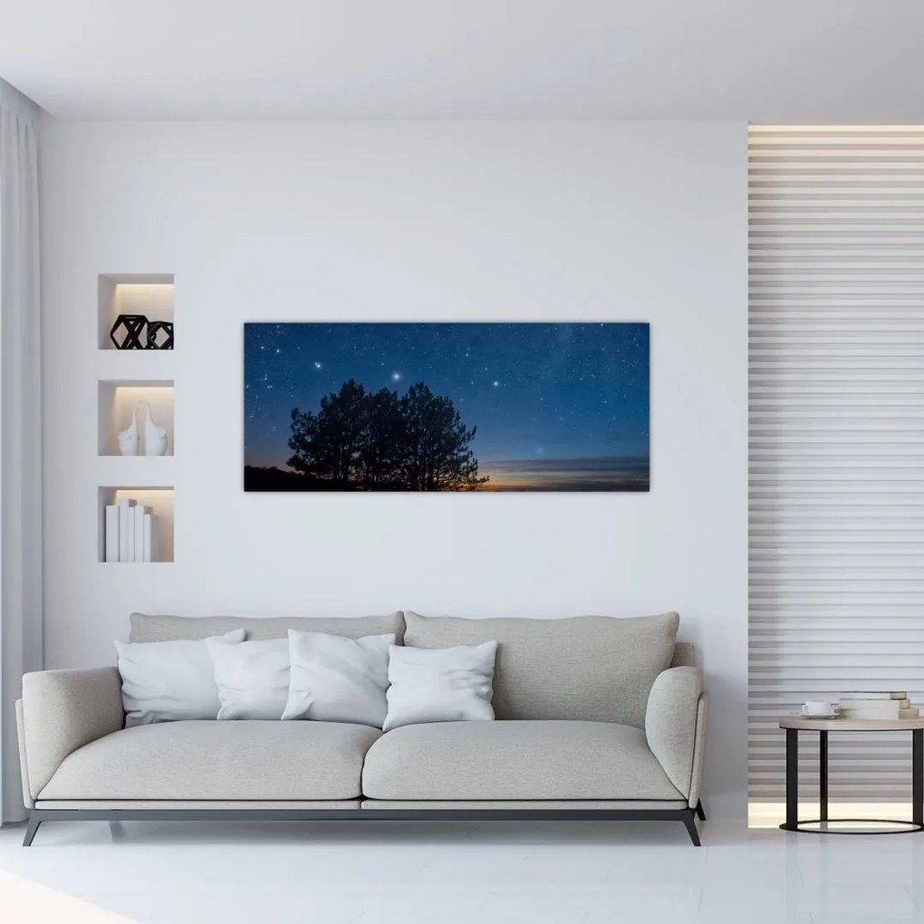 Tablou cu copaci noapte (120x50 cm)
