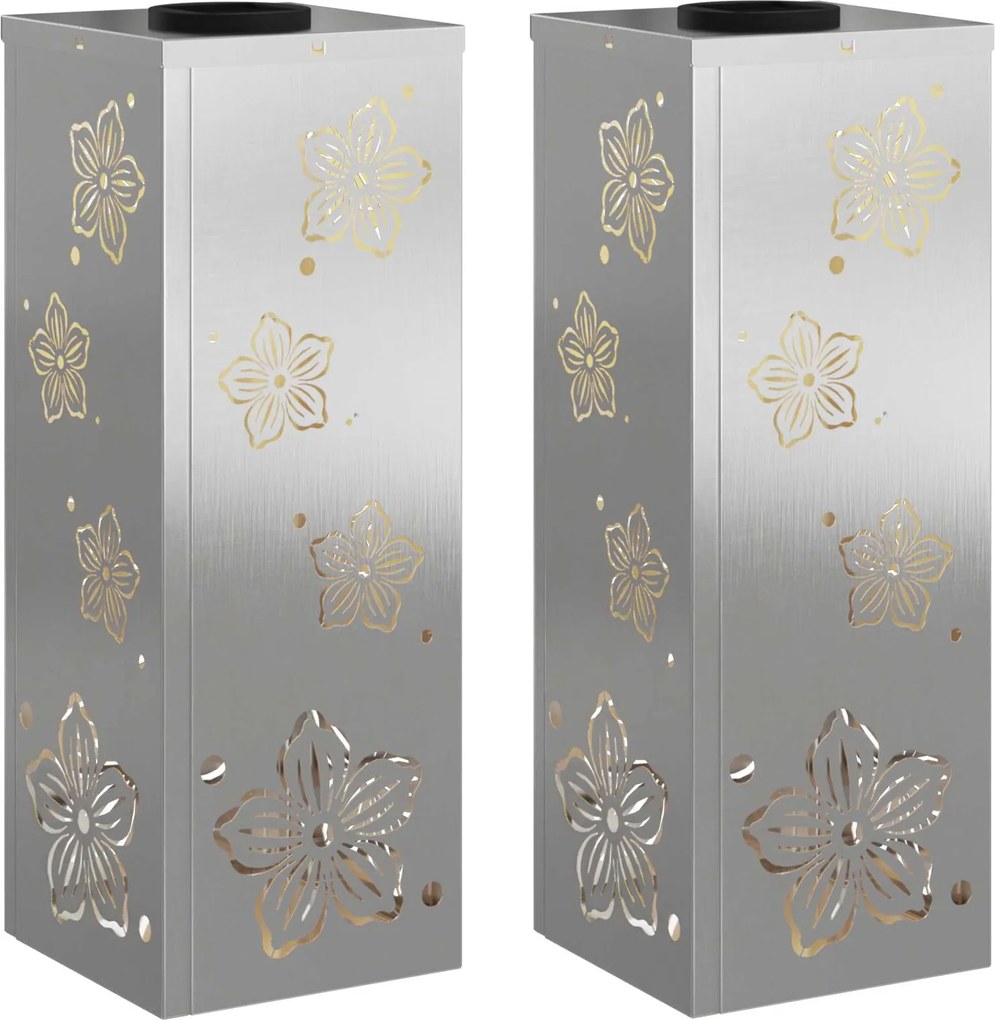 vidaXL Lumină LED Solară pentru Alei 2 pcs Argintiu Oţel inoxidabil