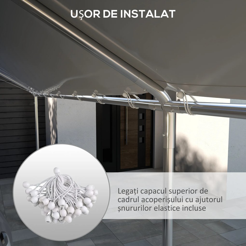 Outsunny Acoperiș pentru Carport 10 x 20 ft, Prelată de Schimb Rezistentă la UV cu Corzi Elastice, Albă | Aosom Romania