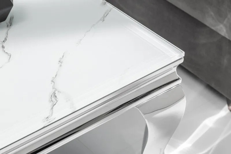 Masuta eleganta Modern Barock 100cm, argintiu/ aspect de marmura