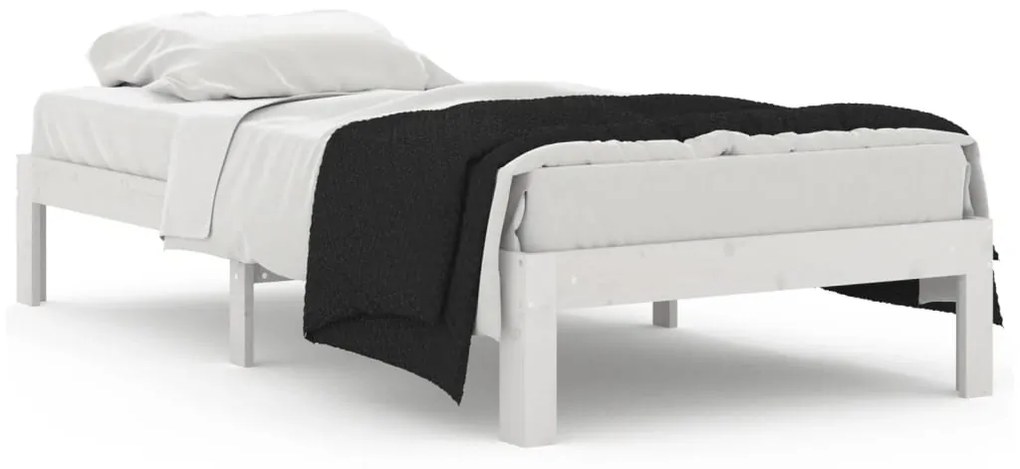 810331 vidaXL Cadru de pat single, alb, 90x190 cm, lemn masiv