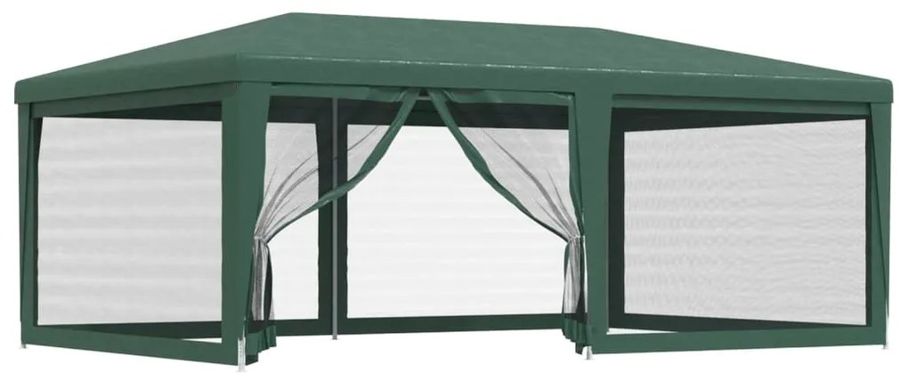 Cort de petrecere cu 6 pereti din plasa, verde, 6x4 m, HDPE Verde, 6 x 4 m