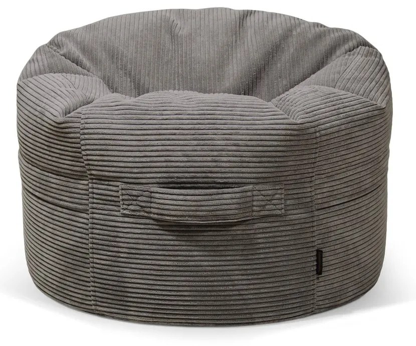 Fotoliu puf pentru copii albastru cu tapițerie din catifea reiată Roll 80 – SLOWDOWN