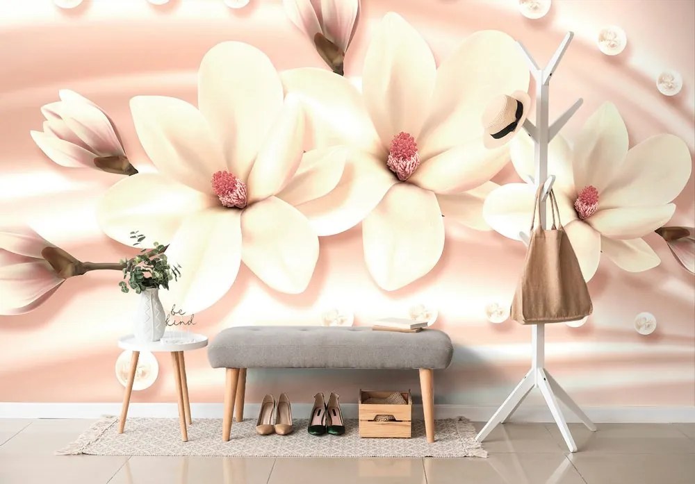 Tapet magnolie de lux cu perle