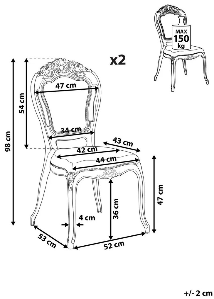 Set 2 buc. scaune pentru sufragerie Vitton (negru). 1009868