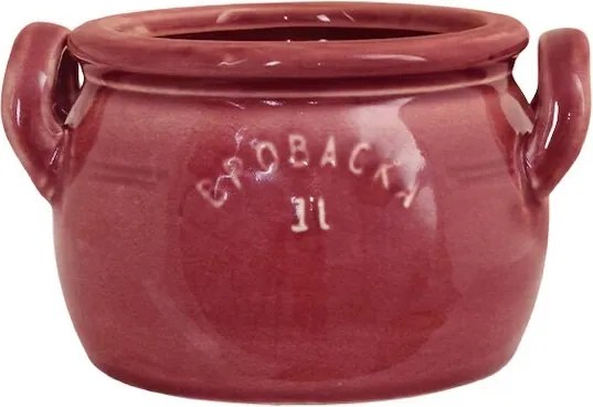 Ghiveci din ceramică glazurată manual 1L burgundy jos, „Brobacka"