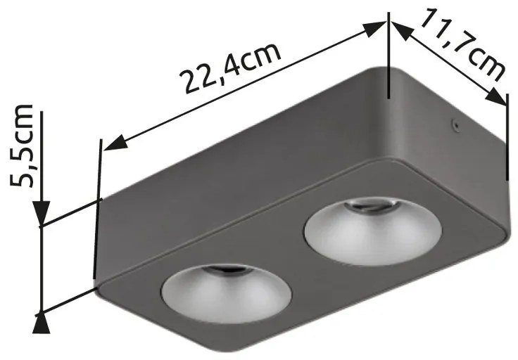 Spot LED aplicat aluminiu gri HANGARAU 2
