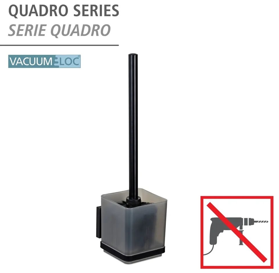 Perie de WC neagră autoadezivă din plastic Quadro – Wenko
