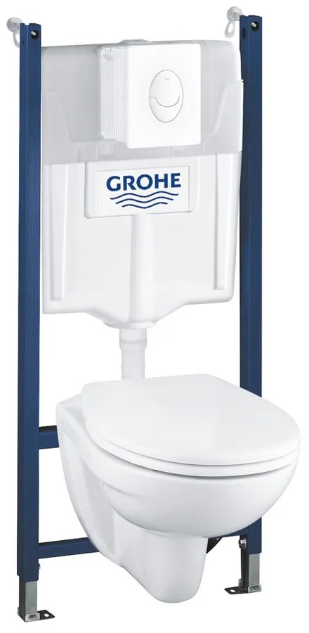 Set vas WC suspendat cu capac si rezervor incastrat Grohe Solido Compact 4 in 1 cu clapeta alba Skate Air preasamblat