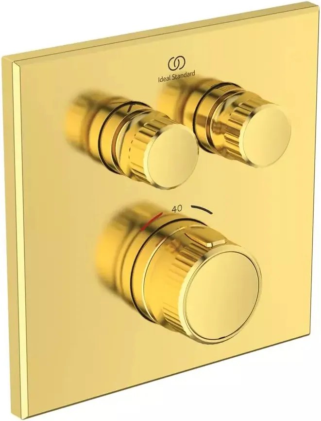 Baterie dus incastrata Ideal Standard Ceratherm Navigo patrata fara corp ingropat auriu periat
