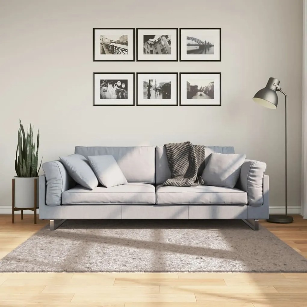 vidaXL Covor pufos &quot;PAMPLONA&quot; cu fire înalte, bej modern, 160x160 cm