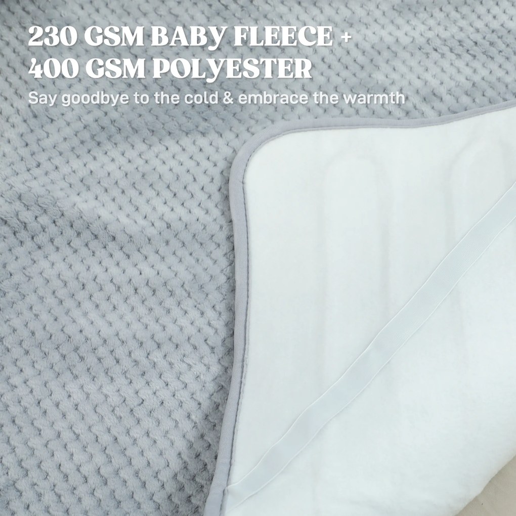 HOMCOM Pătură electrică 160x140 cm cu 5 niveluri de căldură, Gri | Aosom Romania