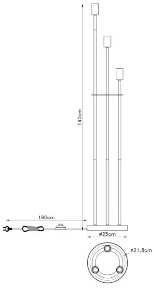 Globo 54008-3S - Lampadar MARTHA 3xE27/60W/230V