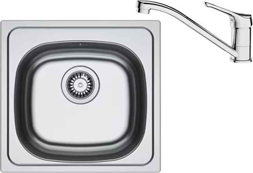 Set chiuveta bucatarie inox Franke Spark 45.5x43.5 cm cu 1 cuva finisaj texturat si baterie crom