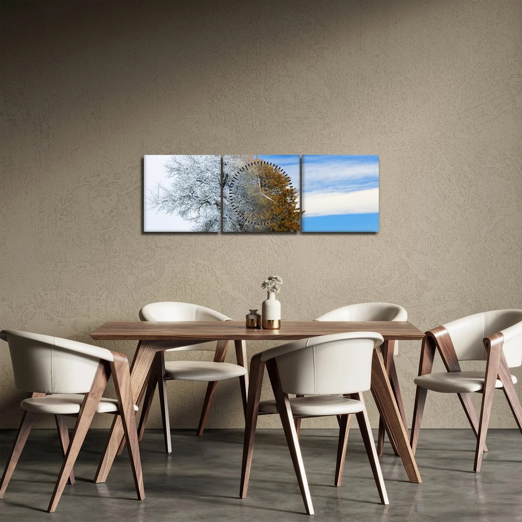 Tablou - Schimbarea anotimpurilor (cu ceas) (90x30 cm)