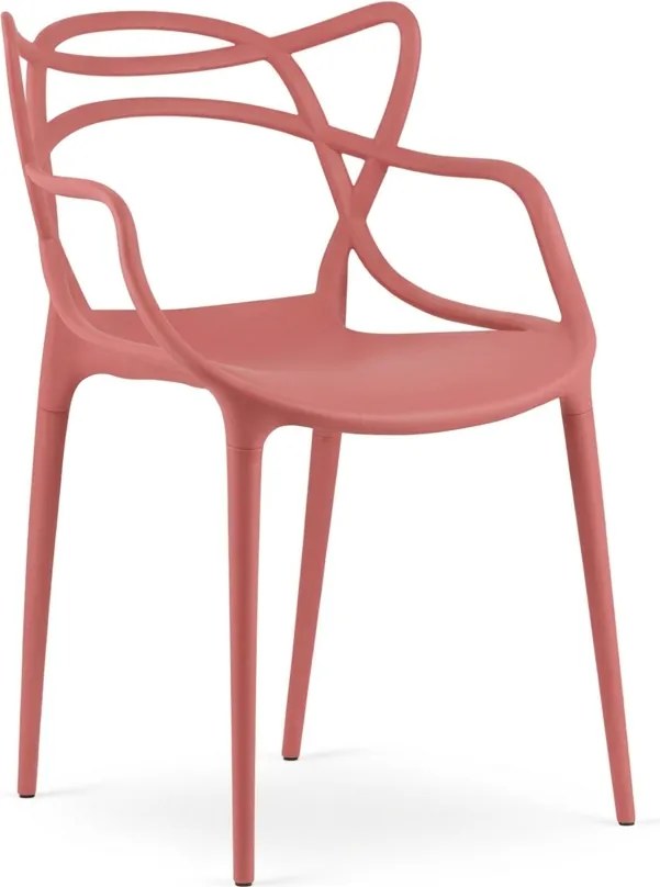 Set 4 scaune din plastic KATO, culoarea coral