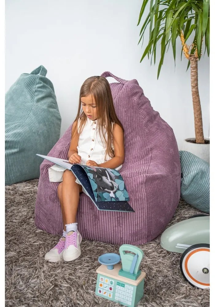 Fotoliu bean bag mov cu tapițerie din catifea reiată Play Amuse – SLOWDOWN
