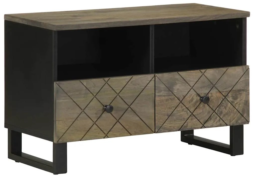 vidaXL Comodă TV, negru, 70x33x46 cm, lemn masiv de mango