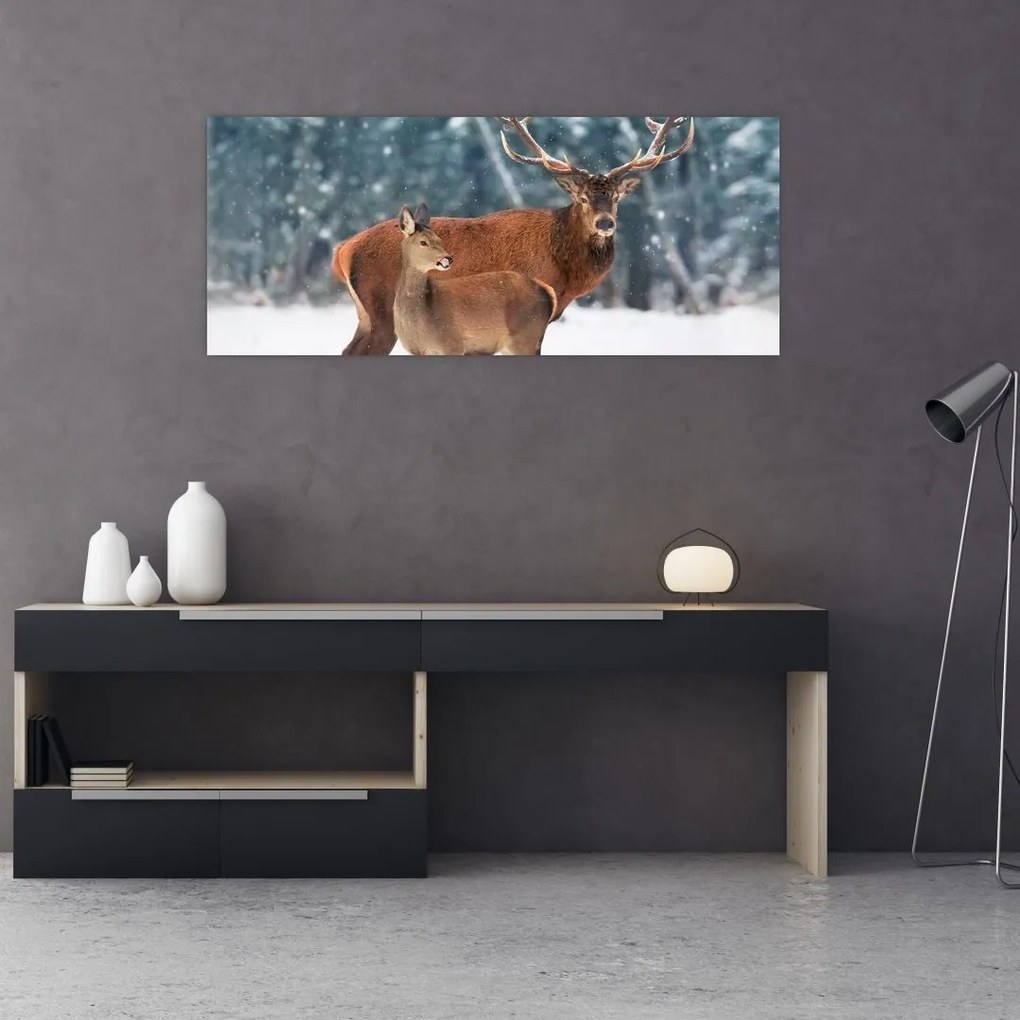 Tablou - Ceb și căprioare (120x50 cm)