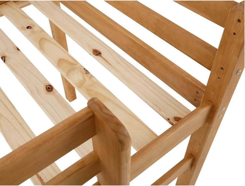 Pat pentru copii în culoare naturală înalt din lemn de pin 90x200 cm Alpi – Støraa