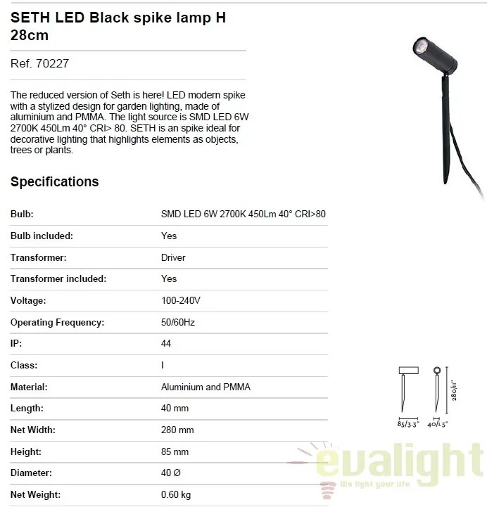 Tarus, proiector cu iluminat LED exterior IP44, SETH II 70227
