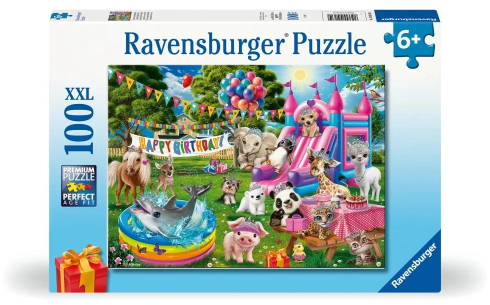 PUZZLE PETRECERE ANIVERSARA CU ANIMALUTE 100 PIESE XXL - RAVENSBURGER (RVSPC04161)
