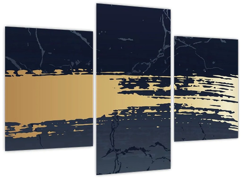 Tablou - Albastru și aur abstracție N⁰2 (90x60 cm)
