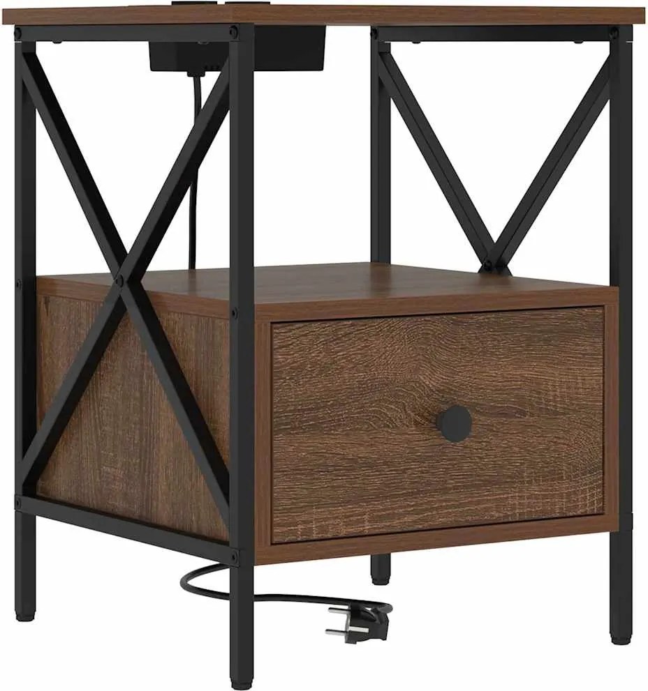 vidaXL Dulap de noapte Stejar închis 41,5 x 40,5 x 55 cm Lemn compozit