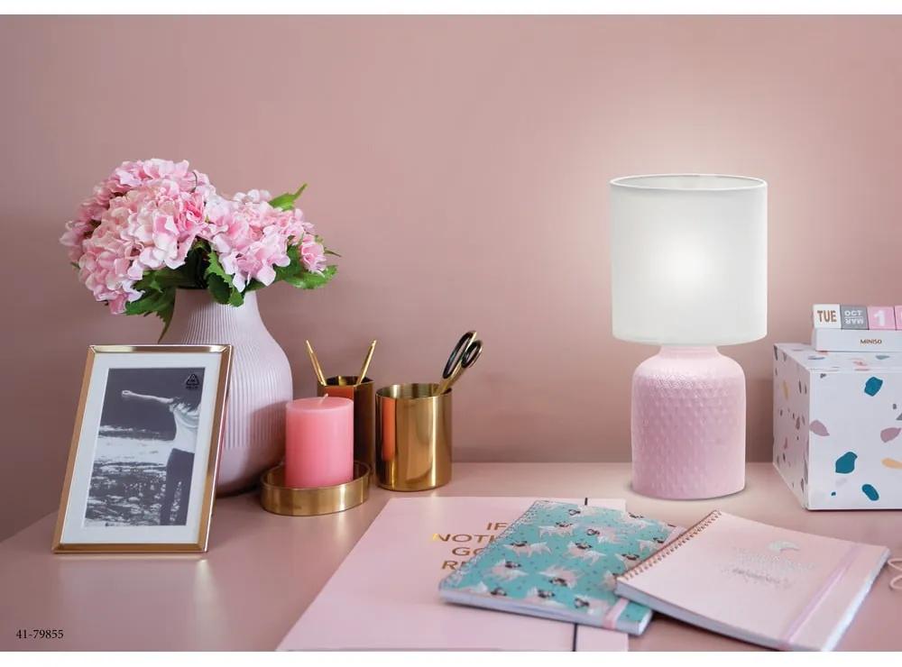 Veioză roz cu abajur textil (înălțime 32 cm) Iner – Candellux Lighting