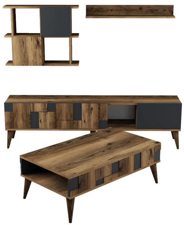 Set Complet Living Madrid Walnut-Antracit