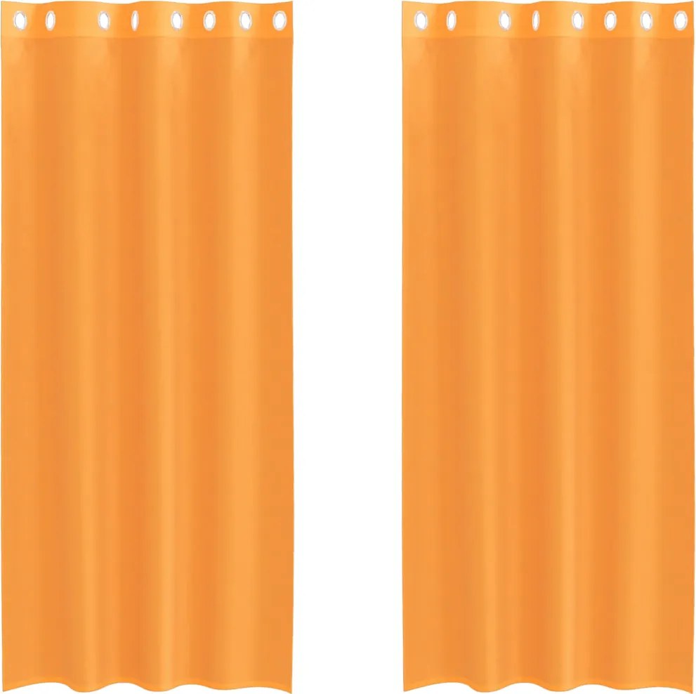 vidaXL Perdele Voile cu Oelii 2 buc Portocaliu 140x225 cm