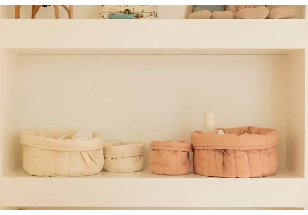 Cutii de depozitare pentru copii crem 2 buc. din material textil ø 30x20 cm Bambie Natural – Lorena Canals
