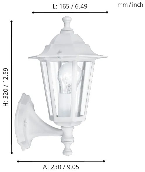 EGLO 22463 - Corp de iluminat perete exterior LATERNA 5 1xE27/60W