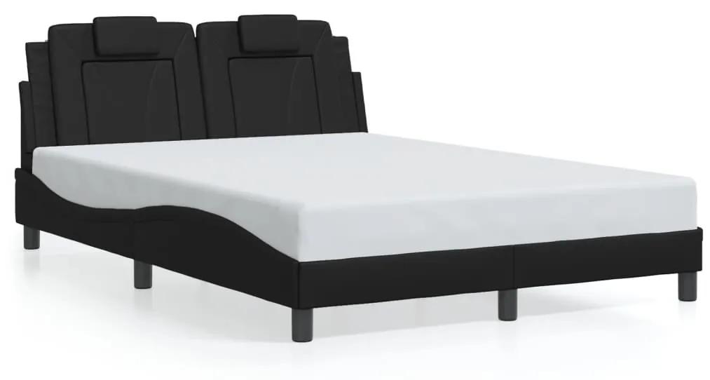 3214022 vidaXL Cadru de pat cu lumini LED, negru, 140x200 cm, piele ecologică