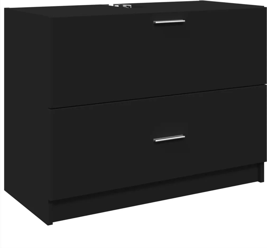 vidaXL Dulap de chiuvetă, negru, 78x37x59 cm, lemn prelucrat
