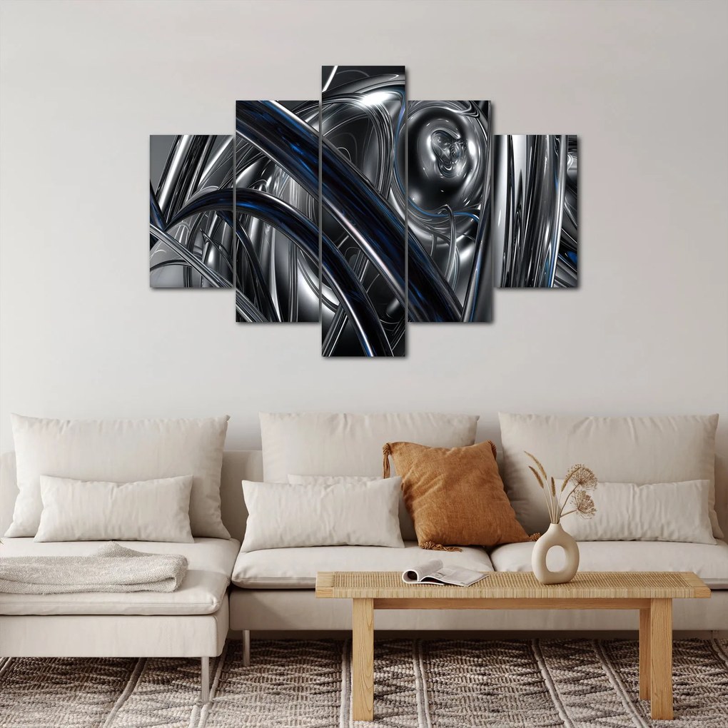 Tabloul cu abstracție gri cu albastru (150x105 cm)