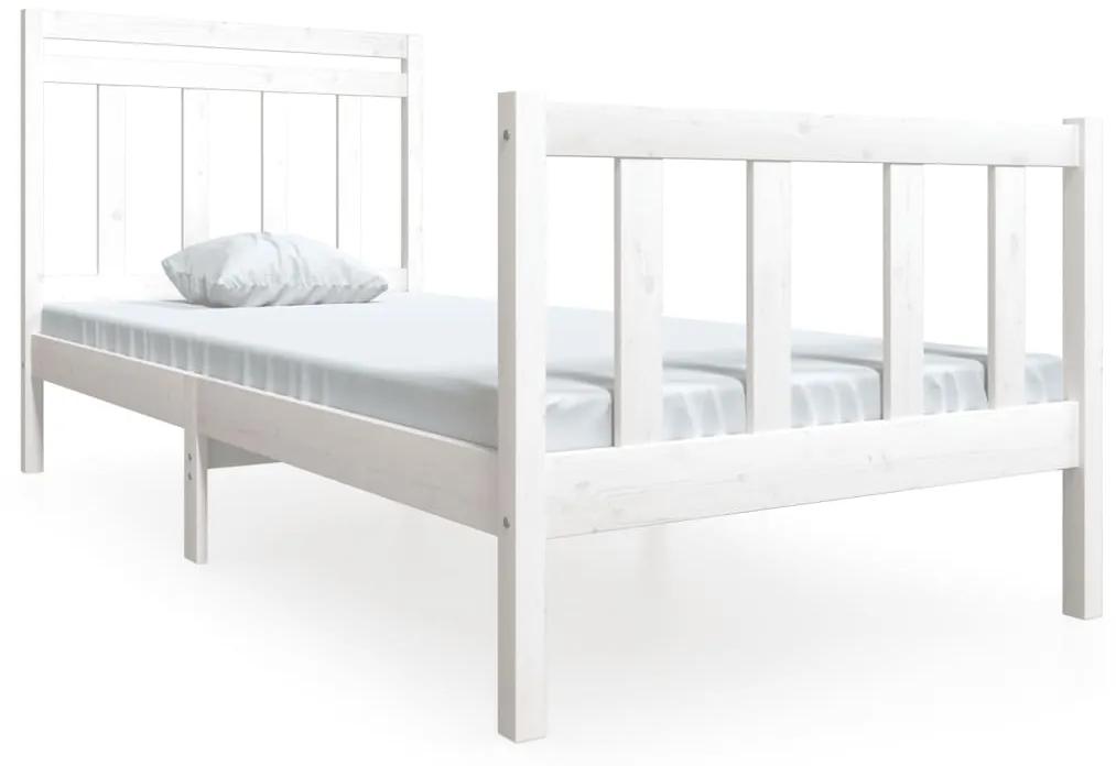 3100710 vidaXL Cadru de pat, alb, 100x200 cm, lemn masiv