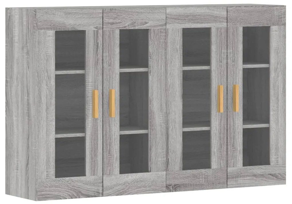 vidaXL Dulapuri montate pe perete, 2 buc, gri Sonoma, lemn prelucrat