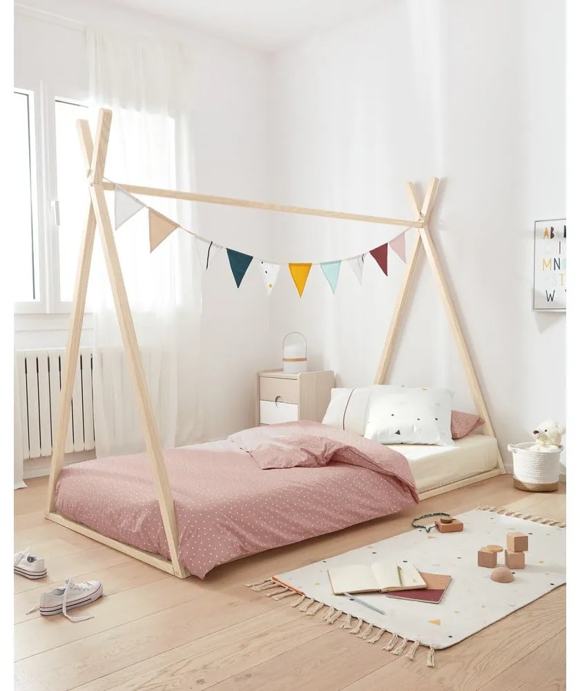 Covor cu proporție mare de bumbac pentru copii Kave Home Miris, 65 x 110 cm, bej