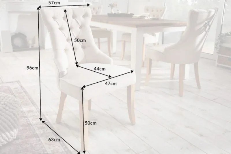 Set 2 scaune stil baroc Castle Leinen bej