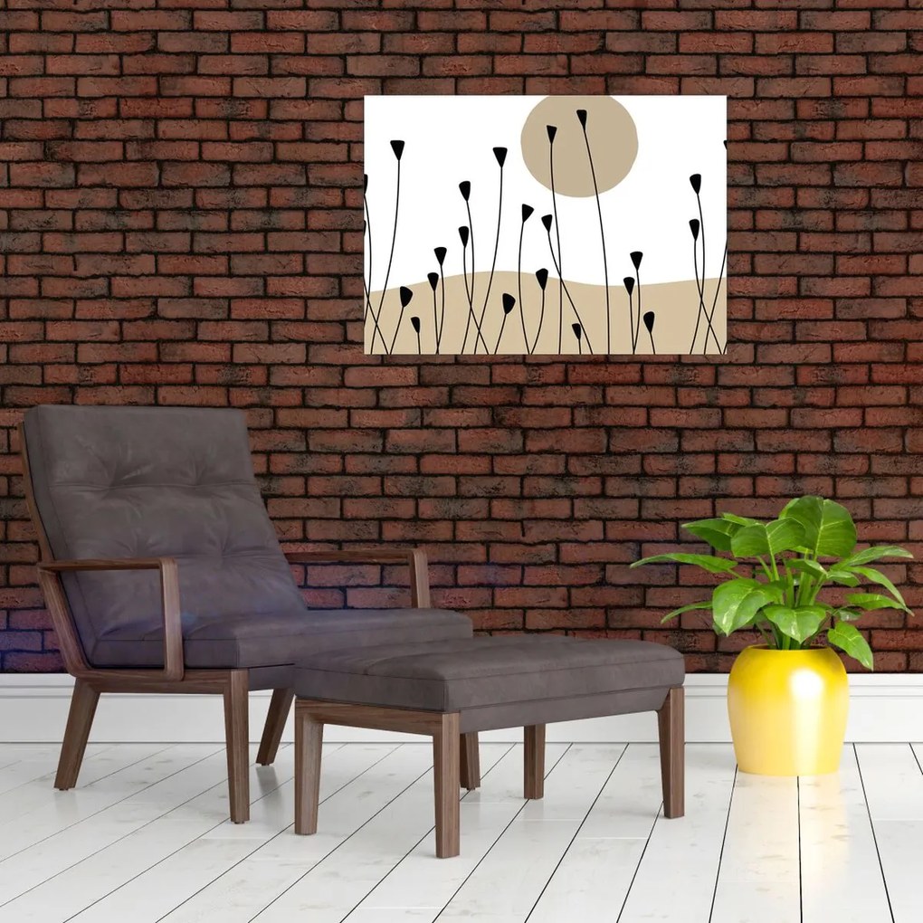 Tablou pe sticlă - Pajiște grafică N⁰2 (70x50 cm)