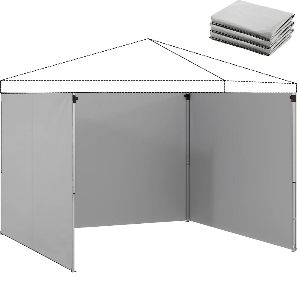 Outsunny Set de 3 piese panouri laterale cu fermoar pentru pavilion 3 x 3 m, gri deschis | Aosom Romania